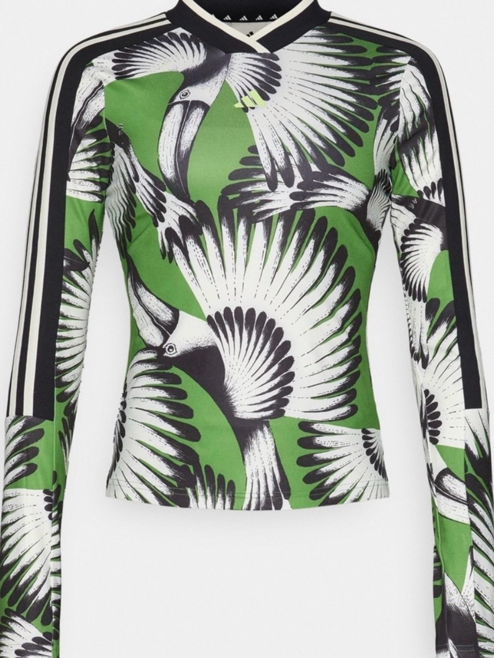 Adidas FARM Rio Green and Black Bird-Print Long Sleeve Top XXS-NWT